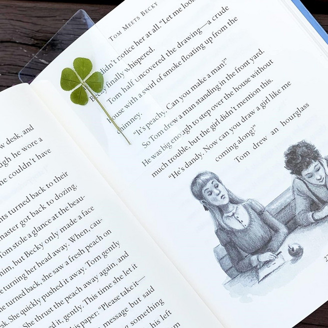 IDEA1st 네잎클로버 코팅 카드 책갈피 압화 선물 행운 기원, 3매