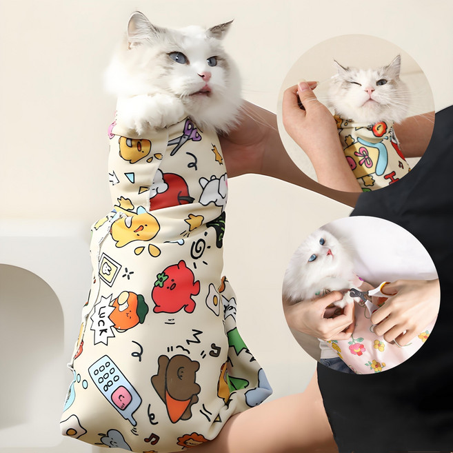 고양이 케어용 할큄방지 포대기 자가접착 요술담요, 캐릭터, 1개