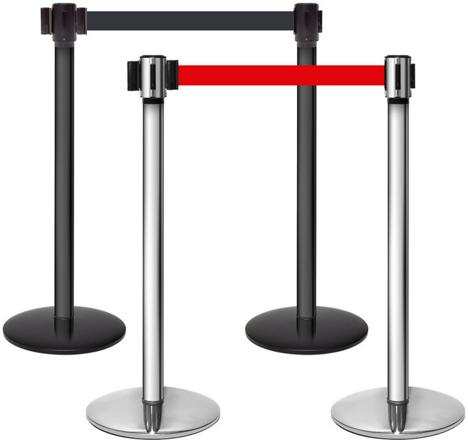 디앙트 국산 자동벨트 차단봉 2m 3m 안전 가이드라인 출입금지 바리게이트 바리케이드, 실버봉 레드2m벨트, 1개