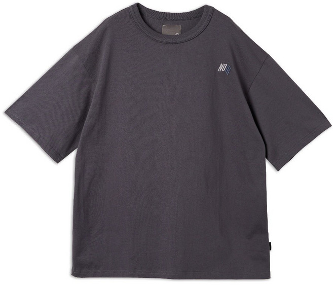 NOIRLOGO 立體刺繡寬鬆短袖T恤 淺卡灰