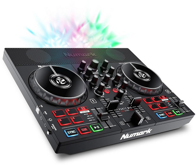 스피커 조명 덱 2개 믹서 Numark 컨트롤러 DJ 믹스 포함된 및 오디오 세라토 라이브 인터페이스 파티 라이트가, DJ Contorller