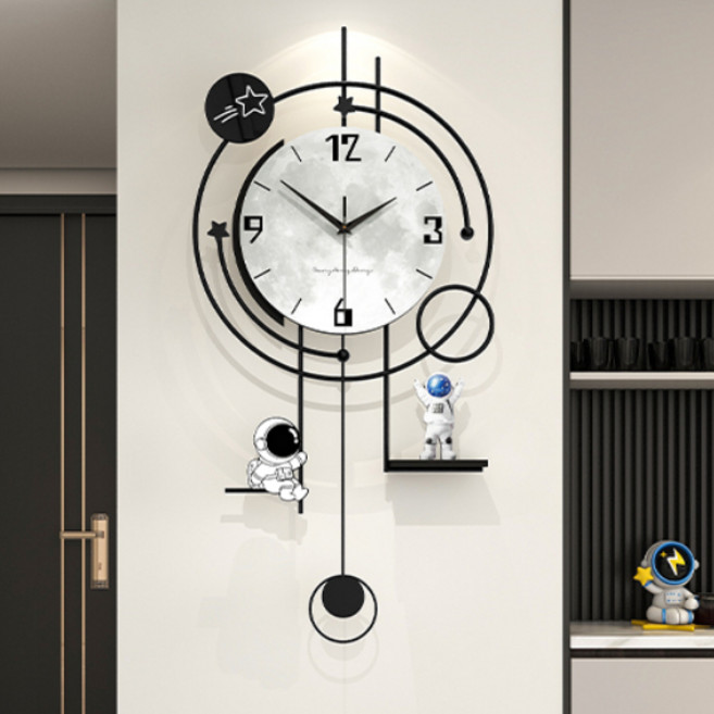 꿈의 상점 귀여워요 우주인 인테리어 벽시계 예쁜 인테리어소품 무소음벽시계, 35*70센티미터