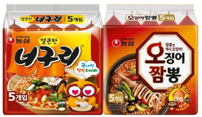 농심 오징어짬뽕 5개 + 농심 너구리얼큰한맛 5개, 1세트