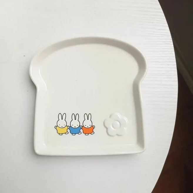 미피 토끼 세라믹 접시 애니메이션 귀여운 만화 크리 에이 티브 간단한 토스트 모양 카와이 야채 접시 피크, 03 Miffy-G