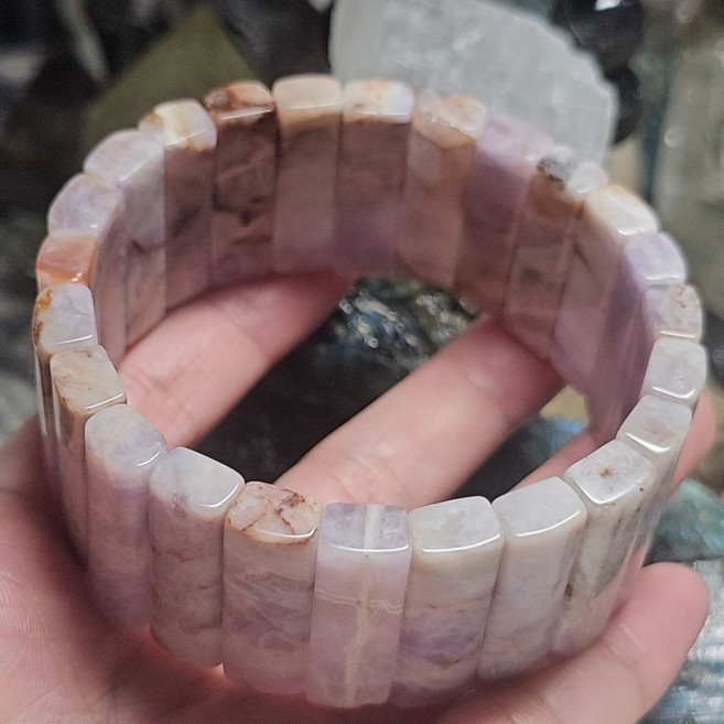 瑪瑙紫極光手排手鍊 30.7mm 手圍19 天然水晶