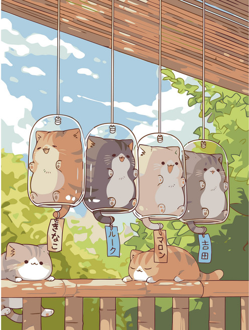 코지하루 DIY 그림그리기 캔버스 취미미술 컬러 일러스트, 1개, 테루테루냥 30x40 (B911)