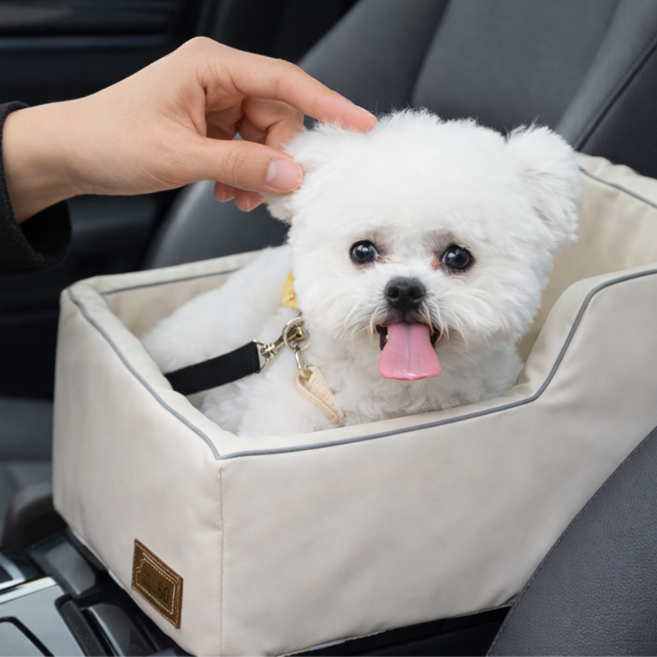 에코스윗 강아지 카시트 소형 반려동물 콘솔 쿠션 시트, 베이지, 1개