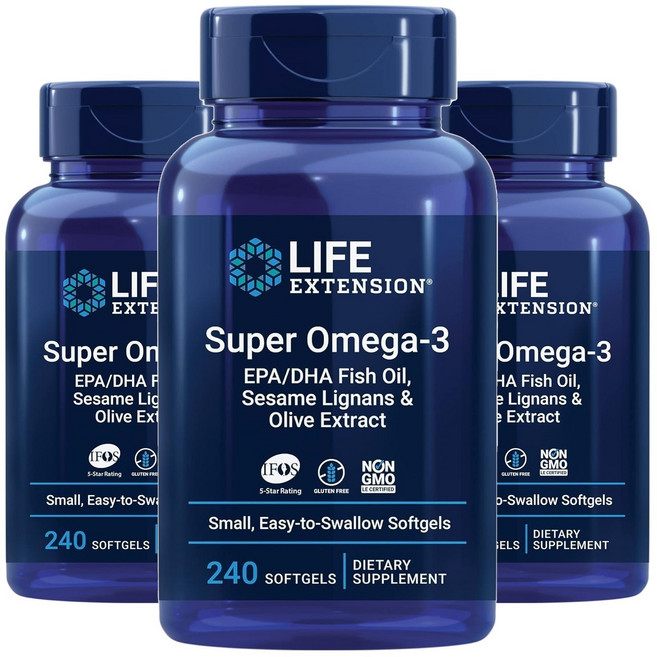 LIFE EXTENSION 超級Omega-3魚油軟膠囊, 240顆, 3罐