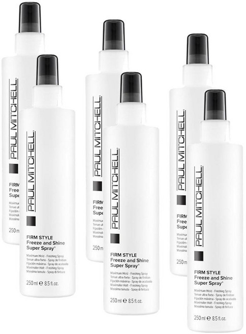 폴미첼 펌 스타일 프리즈 앤 샤인 슈퍼 헤어 스프레이 맥시멈 홀드 Paul Mitchell Firm Style Freeze and Shine Super Hairspray, 6개, 250ml