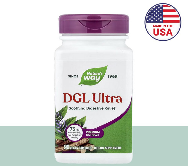 네이쳐스웨이 Nature's Way DGL Ultra Premium Licorice Root Extract Soothing Digestive Relief* With Gut, 1개, 상세페이지 참조