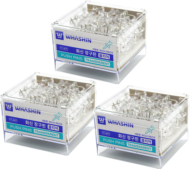 화신 투명장구핀 리치팩 클리어 장구핀 압정 압핀, 3개, 140개입
