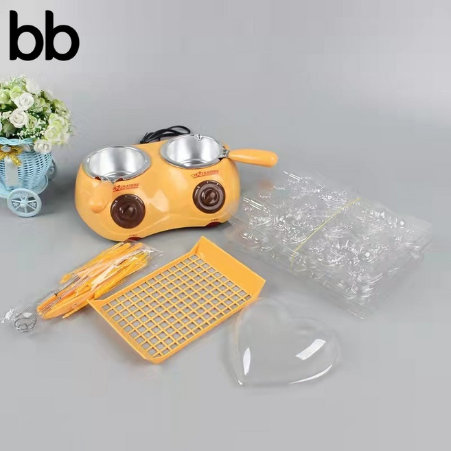 달고나 기계 2인용 초콜릿 녹이기 달고나세트 놀이 뽑기기계 재료 추억 달고나만들기 틀 간식, 더블 옐로우