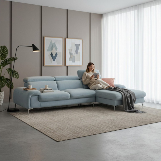 자네트 몰리스 타이보텍스 패브릭 카우치 소파, 민트 B형(착석시 좌측카우치)