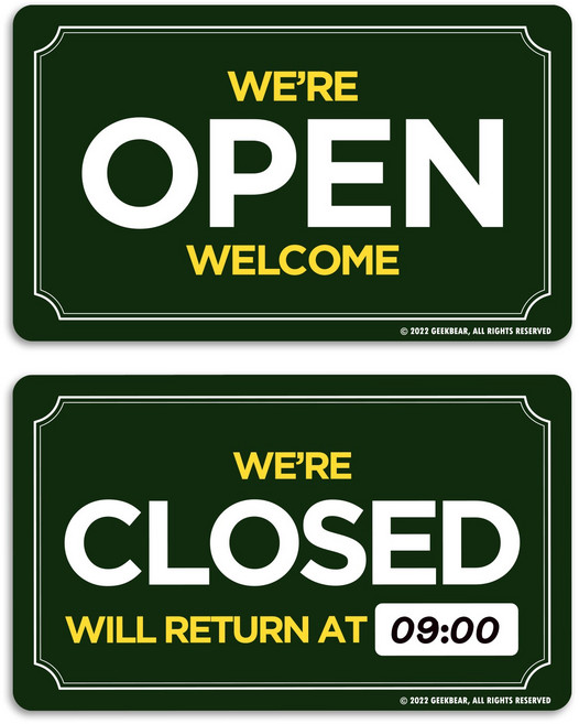 긱베어 OPEN CLOSED 디자인 표시판 가게 영업중 안내판 오픈 클로즈 팻말, 5. 그린