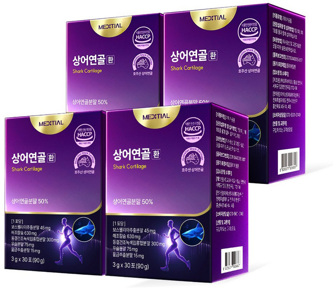 [공식판매처] 메디셜 상어연골환 콘드로이친 120포 3+1 나노카틸 나노카틸배합, 3g, 4개
