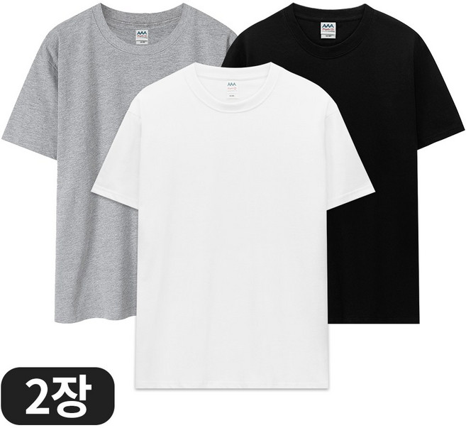 아소트 반팔면티 순면100% 무지 이너티 30수 반팔 티셔츠 2장세트