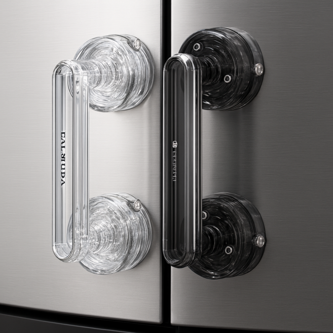 유니팡 무타공 고급 유리문 욕실 냉장고 가구 안전 손잡이 세트, 투명+그레이투명, 1세트