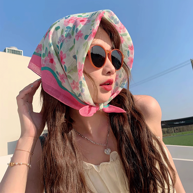 휴양지룩 꽃잎 스카프 페이즐리 패턴 두건 헤어 쁘띠