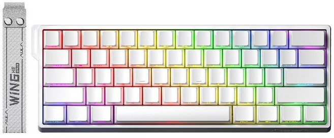 AULA 독거미 WIN60 HE 래피드 트리거 핫스왑 자석축 게이밍 키보드, 스탠다드, 회목자축, 화이트 (측각)