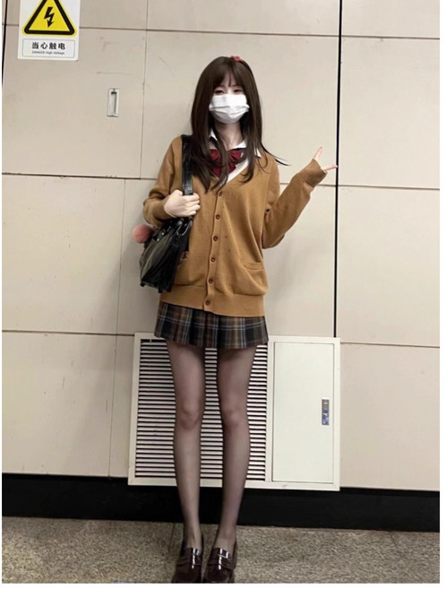 일본 교복 가디건 여고생 민트색 세라복 갸루 하라주쿠 루즈핏 코스프레 컨셉 촬영 9컬러