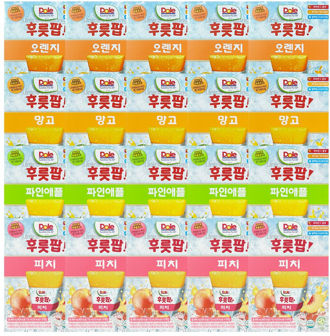 DOLE 돌후룻팝 4종혼합 160개입 (오렌지40개입 망고40개입 파인애플40개입 피치40개입), 1개, 62ml