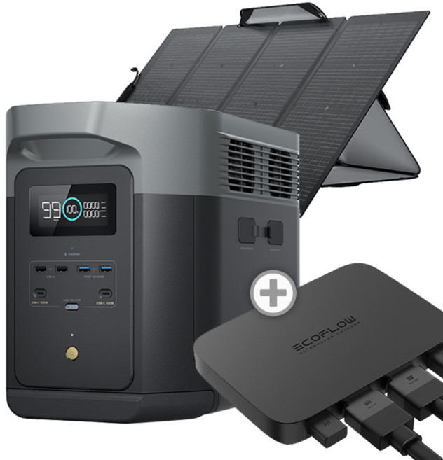에코플로우 델타2 맥스 파워뱅크 배터리 + 주행충전기 + 220W 태양광패널, 1개