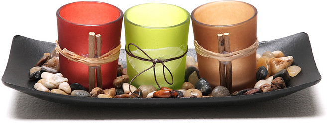 [데일리굿]티라이트 캔들 홀더 3개세트(장식돌+받침대포함), 티라이트 캔들홀더3p