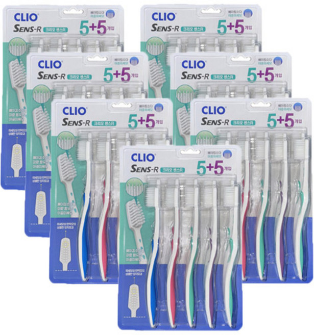 [크리오]센스R 이중미세모 칫솔5+5입X7개, 10개입, 7개