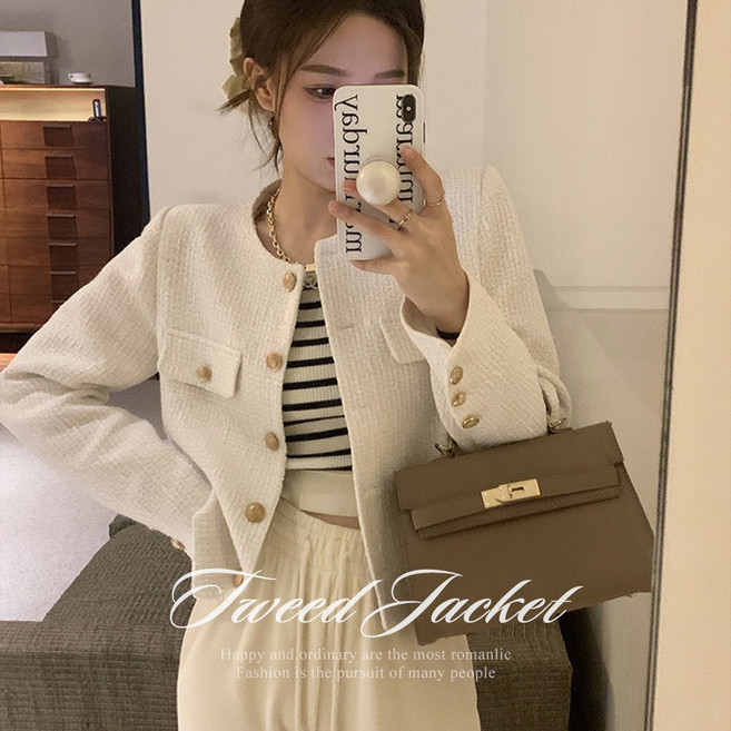 [순이야] C.여성 고퀄리티 금장버튼 하객룩 트위드 자켓
