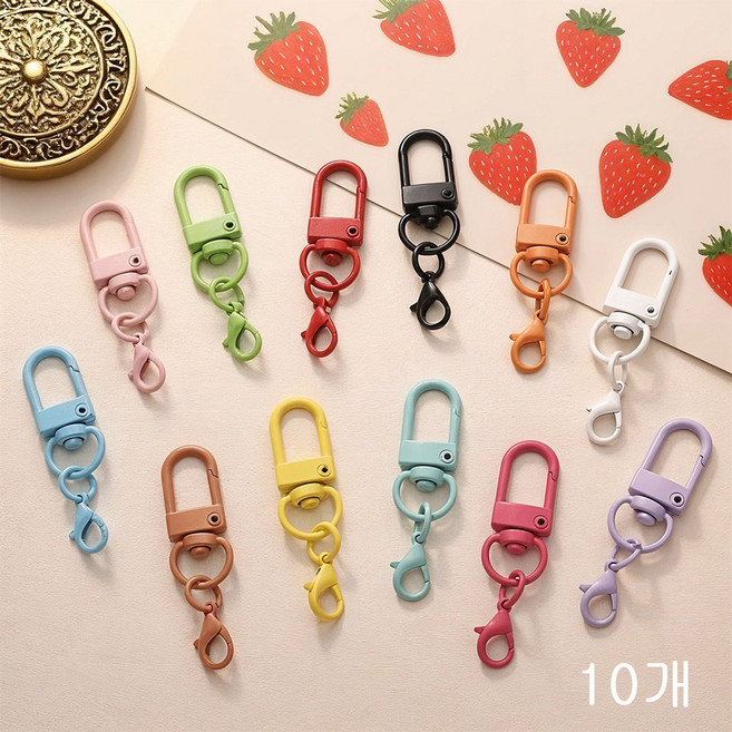 뉴프렐류드 D형 컬러 키링 고리, 10개, 랜덤