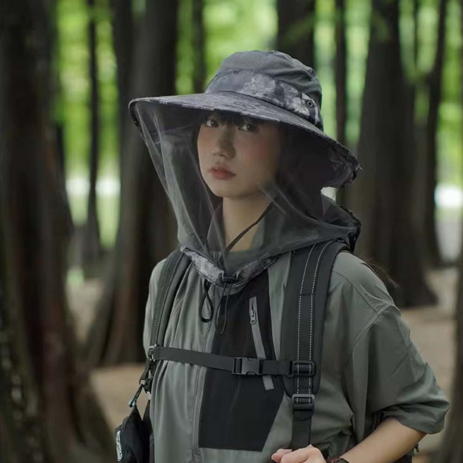 헬스와미 벌망 모자 벌초 양봉 모자 해충 방지 햇빛모자 방충망 농사, 1개, 그레이