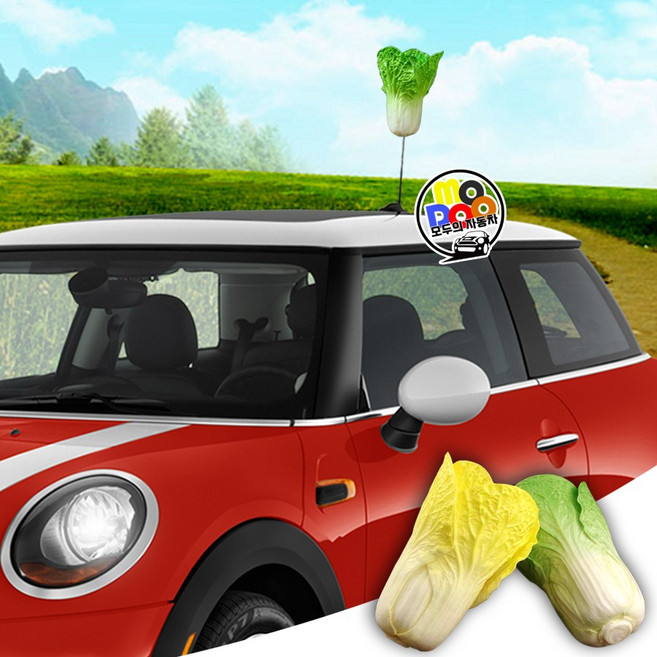 [배추]차량용 채소 안테나볼 레이 모닝 스파크 미니쿠퍼 클럽맨 컨트리맨 R시리즈 F시리즈 전차종호환 숏안테나 롱안테나 장식 자동차 악세사리 용품, 노란배추