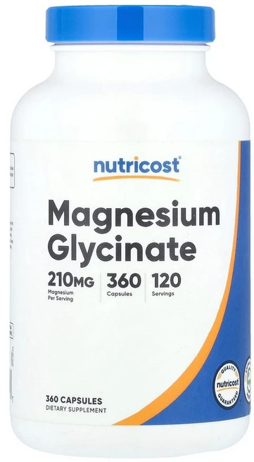 뉴트리코스트 Nutricost 마그네슘 글리시네이트 캡슐 360정캡슐 1정당 70mg126663원산지:기타, 360 개 - 쿠팡