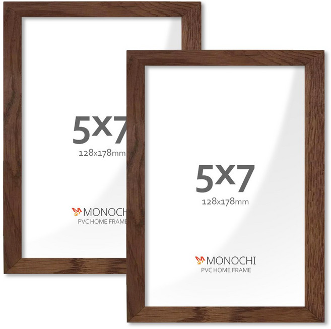 모노치 PVC 프레임 홈 인테리어 액자 5x7, 2개, 월넛