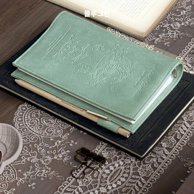 sAmue 빈티지 바인더 노트 6공 앤틱 A6 다이어리, 1개, 블루그린