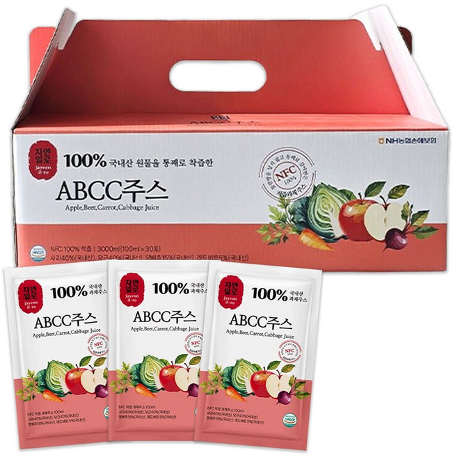 자연일로 물 한방울도 넣지 않은 NFC착즙 국내산 ABCC 주스 30p, 1개, 3L