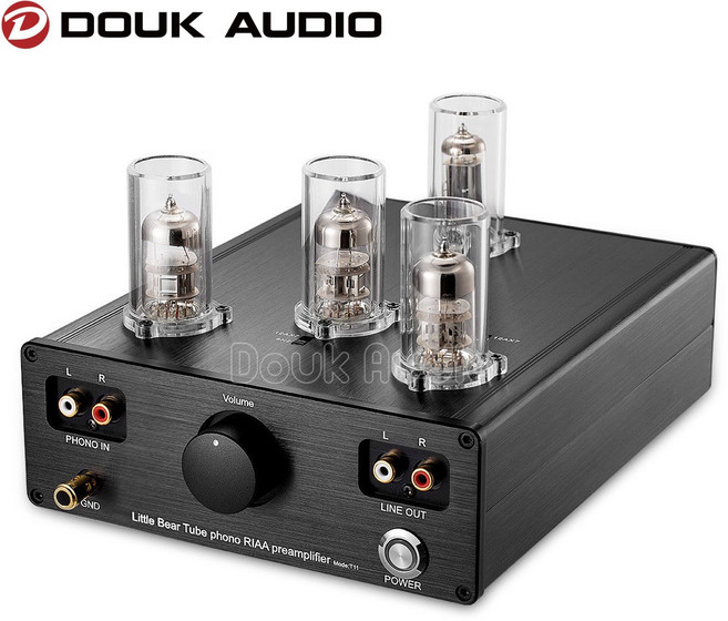 음질좋은 진공관앰프 진공관오디오앰프 블루투스 가정용 Douk Audio 리틀 베어 T11 진공관 포노 턴테이블 프리앰프 HiFi MM RIAA 축음기 6N2 12AX7, 한개옵션0