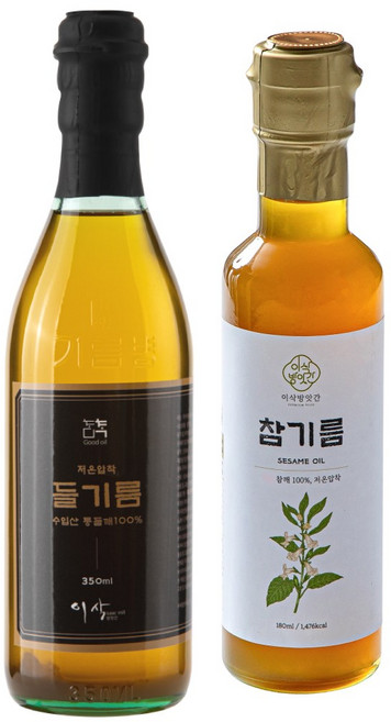 이삭방앗간 들기름 350ml + 참기름 180ml, 1세트