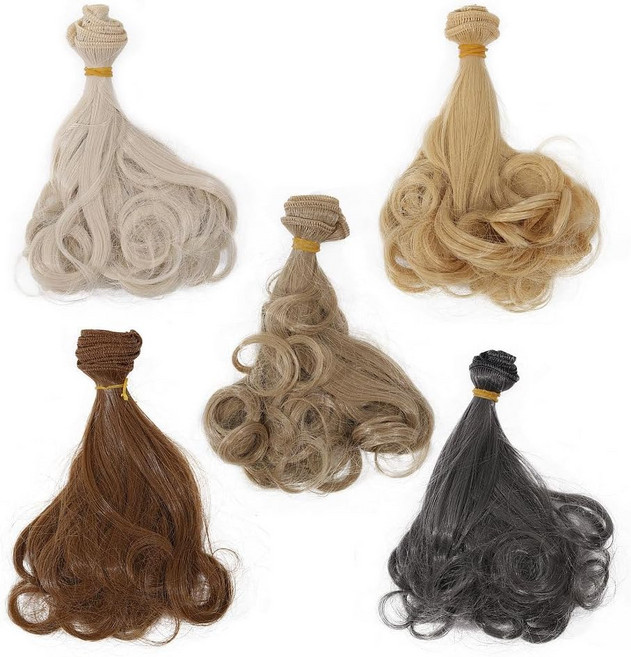 PP 인형 가발 5색 세트 BJD 메이킹 액세서리 혼합색상 100x15cm 1세트