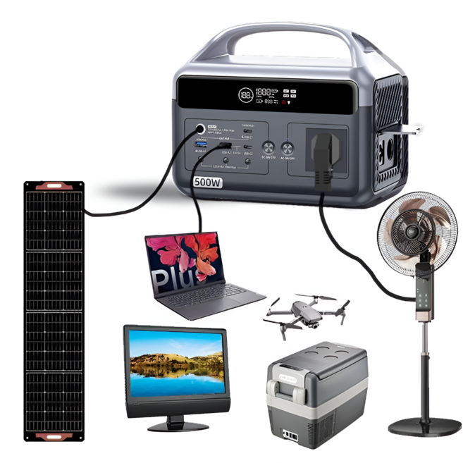 스마트 고속 충전 파워스테이션 파워뱅크 (300W/500W/1000W) 리튬인산철 LFP 배터리 220V 유럽식 플러그, 500W 444Wh, 1L, 1개, 500W 파워스테이션 (444Wh)