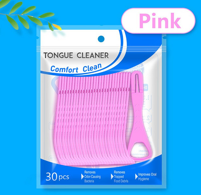 성인용 일회용 혀 스크레이퍼 플라스틱 구강 여행용 편리한 위생 관리 기구 청소, 1개, 6. Pink