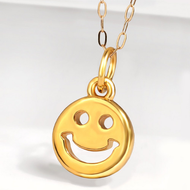 오엔나 24K 순금 여성 골드 스마일 금 목걸이(14K/18K 체인)