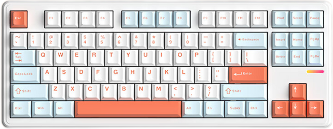 Riccks RS8 무선 기계식 키보드 3모드 연결 가스켓 구조 QMK-VA지원, 제조사축, RS8-핑크치즈축, 화이트오렌지-4000mAh