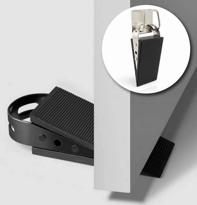 베리본 문닫힘방지 도어스토퍼 문고정 도어쿠션 세트, 블랙, 1개