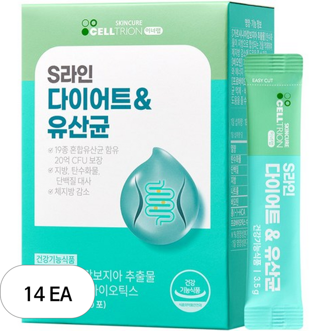 셀트리온 이너랩 S라인 다이어트 유산균, 105g, 14개