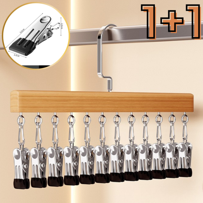 통품스토어 12구 1+1 다용도 깔끔한 모자걸이 모자 정리대 옷걸이, 2개, 라이트브라운