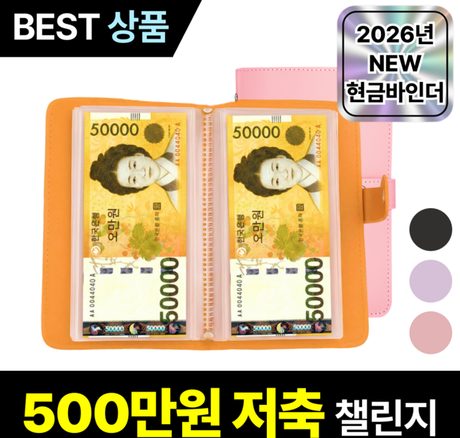 루브론 갓생 현금 바인더 저축 다이어리, 1개, 파스텔 핑크