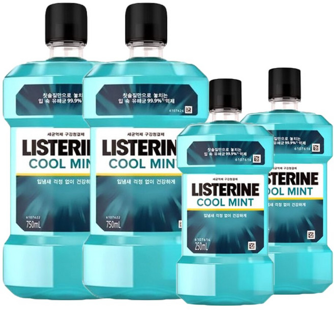 리스테린 쿨민트 구강청결제 750ml 2개+250ml 2개, 2개