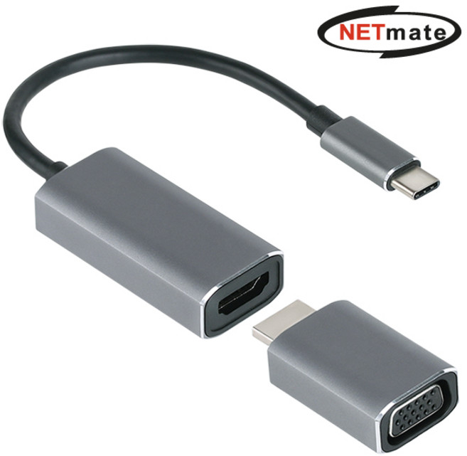 강원전자 넷메이트 NM-CHV02 USB3.1 Type C to HDMI 컨버터(VGA 젠더 포함), 상세페이지 참조, 1개