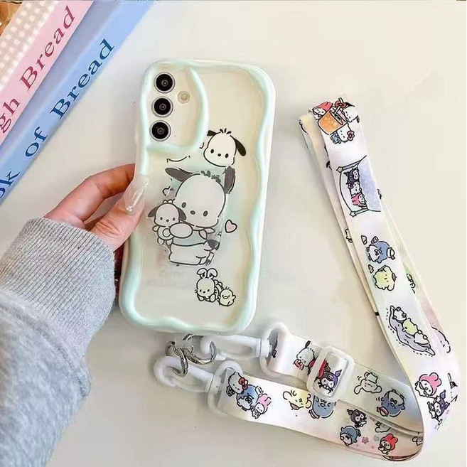 갤럭시 목걸이줄 귀여운 캐릭터 그립톡 홀더 케이스 웨이브 물결 D276